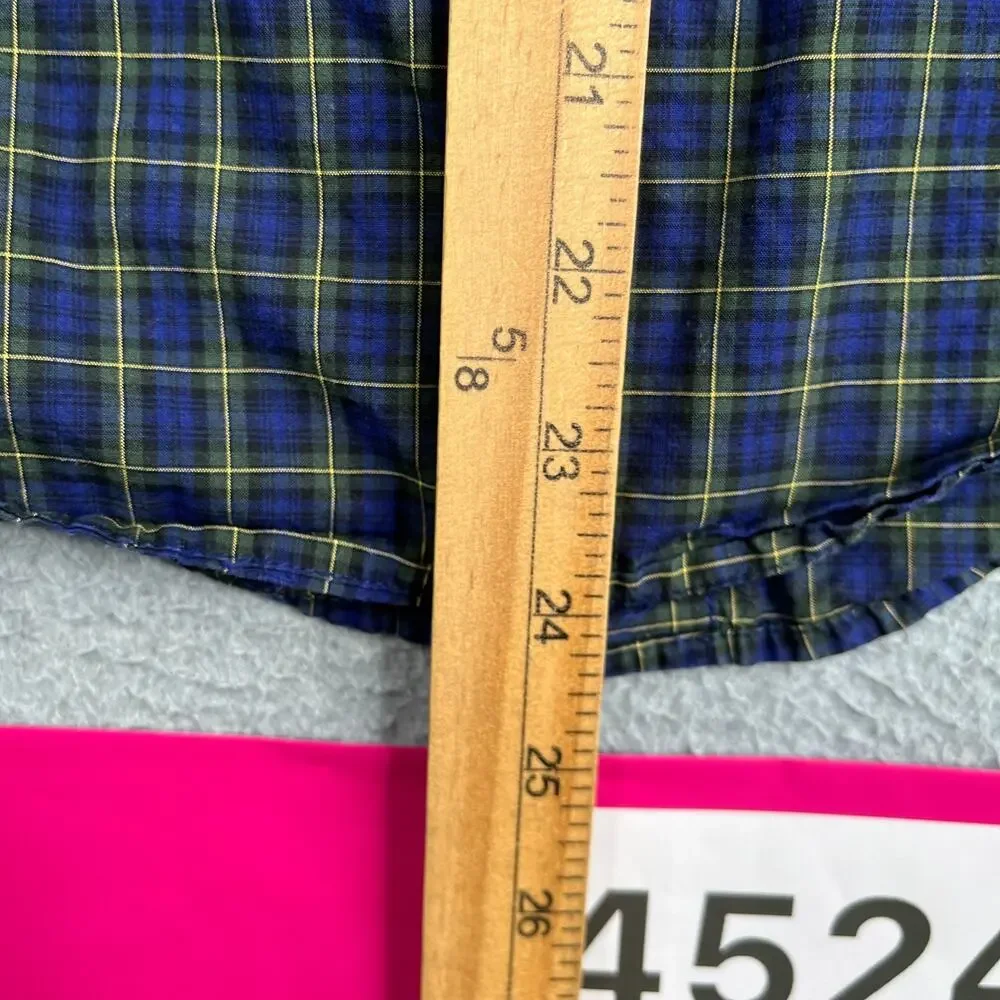 Ralph Lauren Long Sleeve Button Up Shirt Youth Boys Medium Blue Green Plaid